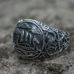 Urnes Ornament + Viking Ship Ring (9.5)