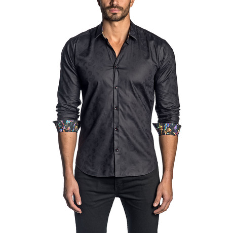 Long Sleeve Shirt // Black Paisley (XS)