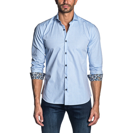 Long Sleeve Shirt // Light Blue Jacquard (S)