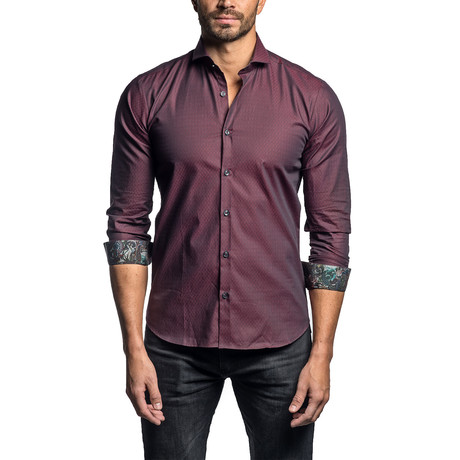 Jacquard Long Sleeve Shirt // Red Wine (XS)