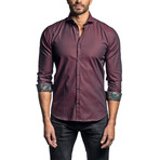 Jacquard Long Sleeve Shirt // Red Wine (XL)