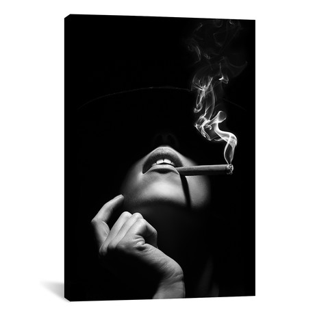 Woman Smoking A Cigar // Johan Swanepoel (12"W x 18"H x 0.75"D)