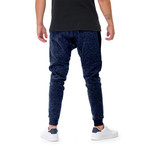 Harold Embroidered Joggers // Dark Blue (Small)
