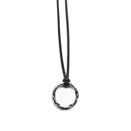 Hammered Sterling Ring // Black Cotton Cord