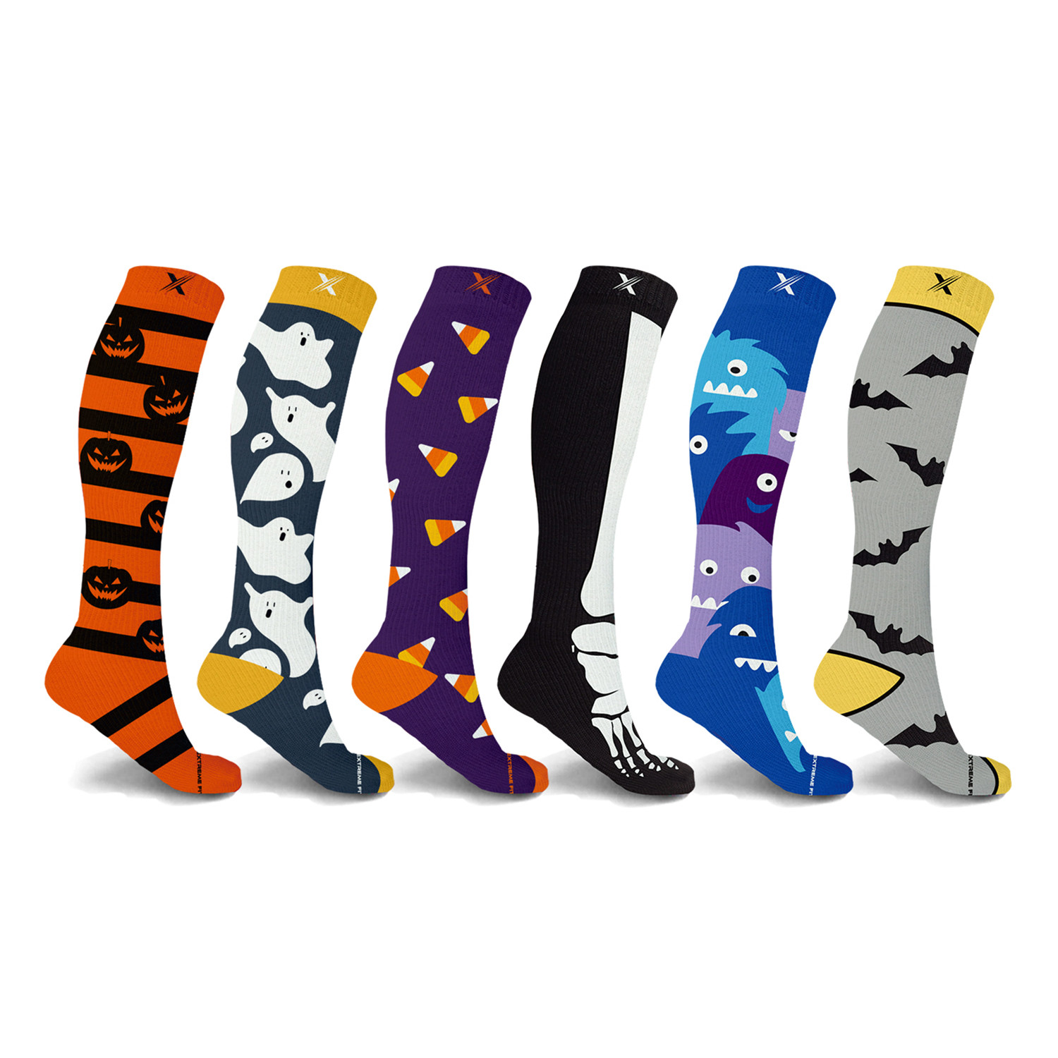 Halloween Fun Knee High Compression Socks // 6-Pairs (Small / Medium ...