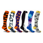 Halloween Fun Knee High Compression Socks // 6-Pairs (Small / Medium)