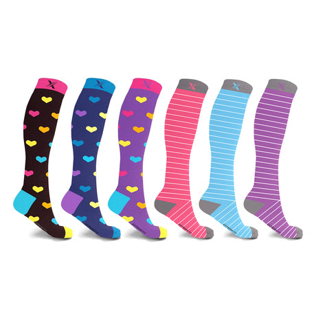 All Day Relief Love Compression Socks // 6-Pairs (Small / Medium)