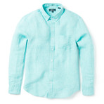 Linen Long Sleeve Tailored // Blue Turquoise (XL)