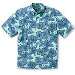 Hibiscus Orchard Button Front // Blue Turquoise (3XL)