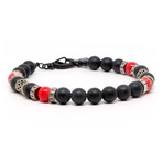 Achico Bracelet // Silver + Black + Red