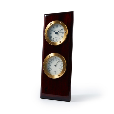 Engravable Piano Finish Clock and Thermometer Presentation Plaque