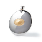 Engravable Dalvey Classic Stainless Steel Flask with Gold Badge