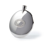 Engravable Dalvey Classic Stainless Steel Flask with Stainless Steel Badge