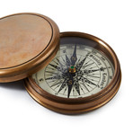 Engravable Large Antique Brass Desk Compass
