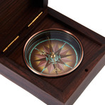 Engravable Antique Nautical Compass in a Wooden Box