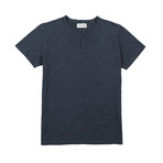 Notch Henley Short Sleeve // Blue (XL)
