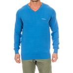 V-Neck Logo Sweater // Blue (Medium)
