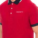 Golf Polo // Red + Navy Blue (Small)