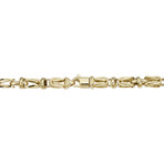 14K Solid Gold Fancy Square Byzantine Link Bracelet // 5mm