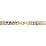 14K Solid Gold Two-Tone Fancy Curb Link Bracelet // 11mm