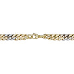 14K Solid Gold Two Tone Curb Link Bracelet // 8.9mm