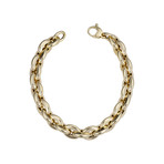 14K Solid Gold Fancy Oval Rolo Bracelet // 10.3mm