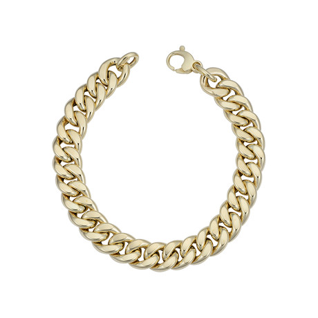 14K Solid Gold Curb Link Bracelet // 11mm