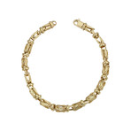 14K Solid Gold Fancy Square Byzantine Link Bracelet // 5mm