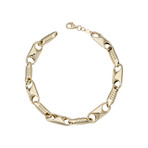 14K Solid Gold Fancy Alternate Link Bracelet // 6.5mm