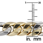 14K Solid Gold Two-Tone Fancy Curb Link Bracelet // 11mm