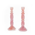 Rose Quartz Natural Crystal // Candlestick Pair