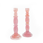 Rose Quartz Natural Crystal // Candlestick Pair