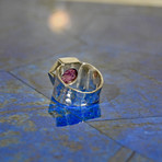 Ruby Natural Crystal // Sterling Silver Handcrafted Ring // Size 8