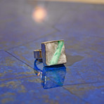 Emerald in Quartz Square Cabochon // Sterling Silver Handcrafted Ring // Size 6