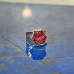 Ruby Natural Crystal // Sterling Silver Handcrafted Ring // Size 8