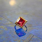 Square Faceted Rubellite // 14K Handcrafted Gemstone Ring // Size 8