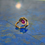 Ruby Oval Cabochon // 14K Handcrafted Gemstone Ring // Size 7.25