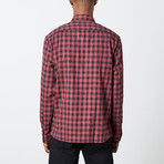 Men's Long Sleeve Plaid Woven Top // Red + Black (L)
