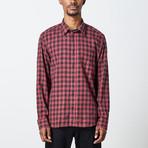 Men's Long Sleeve Plaid Woven Top // Red + Black (XL)
