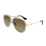 Men's Crystal Pilot Aviator Sunglasses // Gold