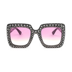Women's Oversized Swarovski Crystal Sunglasses // Black