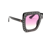 Women's Oversized Swarovski Crystal Sunglasses // Black