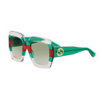 Women's GG Web Oversized Rectangular Sunglasses // Green + Red