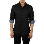 Leon Long-Sleeve Button-Up Shirt // Black (M)
