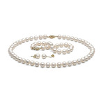 18" White Freshwater Pearl Jewelry Set // 7.5-8.0mm AAA (14K White Gold)