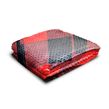 Weighted Blanket // Minky + Bamboo Cover // Red + Black // 25 lbs