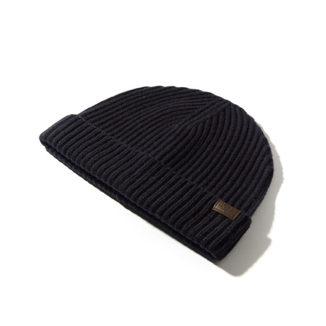 Cashmere Cardigan Stitch Hat //Navy