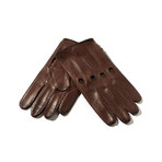 Leather Gloves // Brown + Navy (Size: 8 Small)