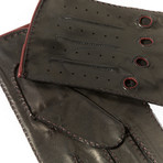 Leather Gloves // Black + Bordeaux (Size: 8 Small)
