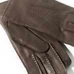 Deerskin + Cashmere Gloves // Dark Brown (Size: 8 Small)